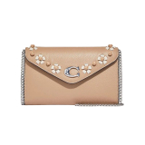 Coach Tammie Clutch Crossbody With Floral Whipstitch Taupe Multi