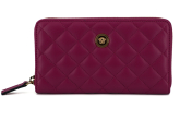 Purple Leather Long Zip Around Wallet