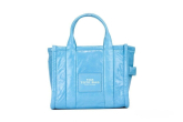 The Shiny Crinkle Mini Tote Air Blue Leather Crossbody Bag