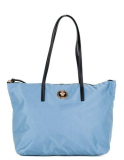 Portuna Medusa Cornflower Blue Nylon Calf  Leather Tote Handbag 