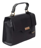 Black Polyuretane Crossbody Bag