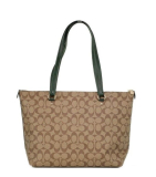 Coach Gallery Tote Bag In Signature Canvas in Khaki/ Amazon Green