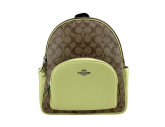 Court Signature Leather Khaki/Pale Lime Medium Backpack Bookbag Bag