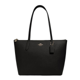 Coach Zip Top Tote In Crossgrain Leather Black